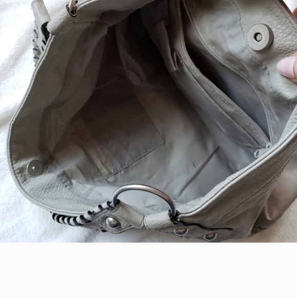 Shoulder bag hobo large tan and gray faux leather - Picture 13 of 15